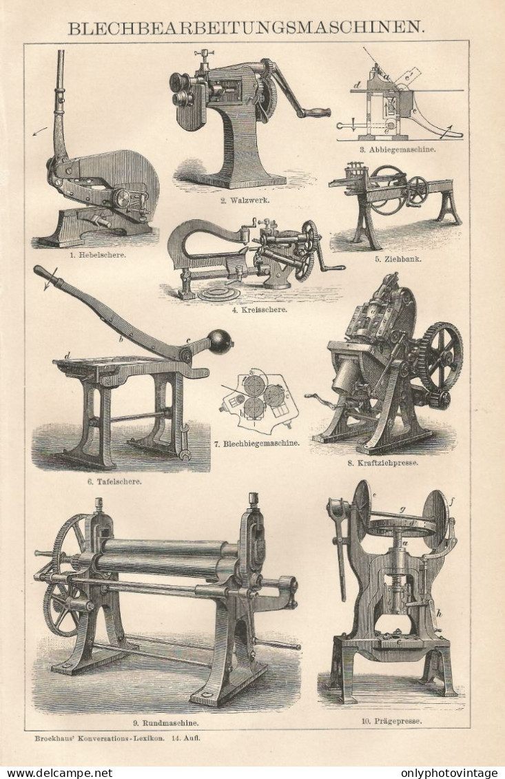 Macchine Lavorazione Lamiera - Xilografia D'epoca - 1901 Vintage Engraving - Prints & Engravings