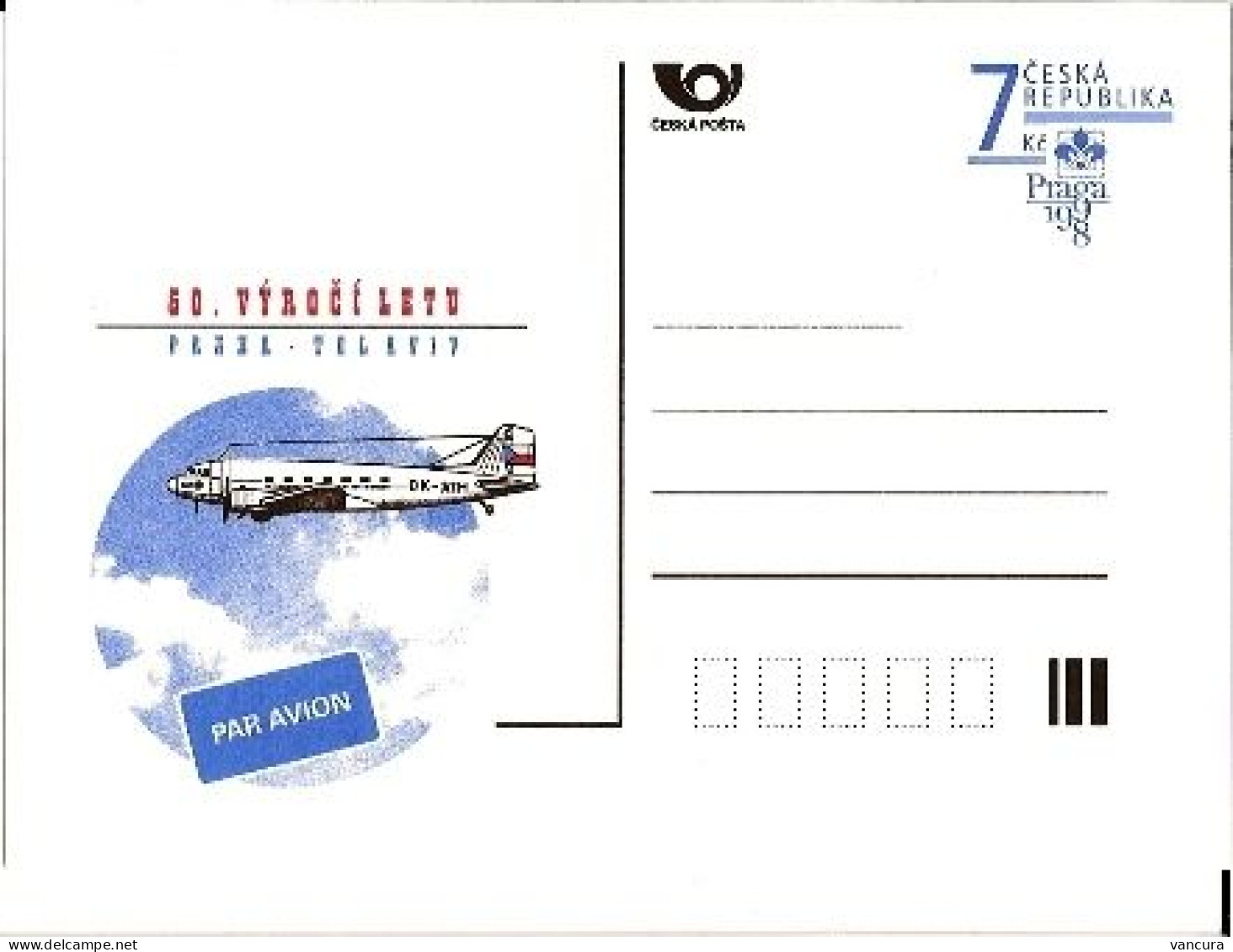 ** CDV 31 Czech Republic 50th Anniversary Of The Prague-Tel Aviv Flight 1998 - Aviones