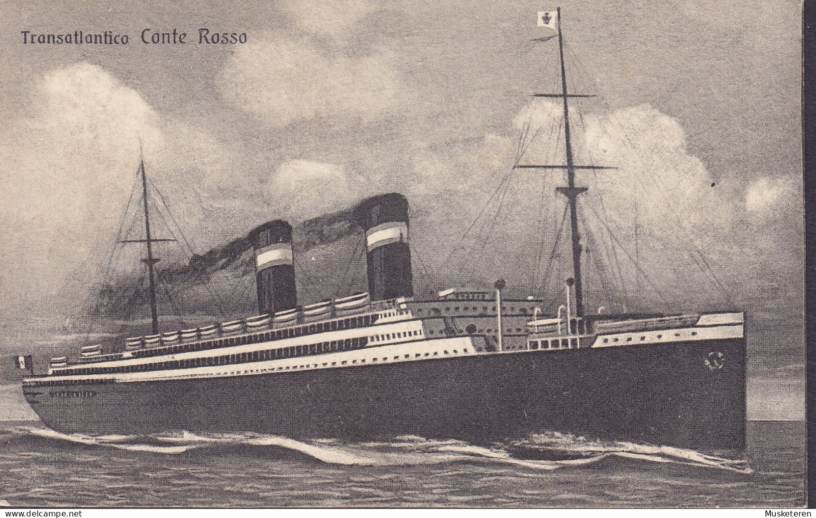 Italy PPC Steamer Transatlantico 'Conte Rosso' Railway Bahnpost Ambulant TORINO - ROMA 1924 STUTTGART Germany (2 Scans) - Paquebote