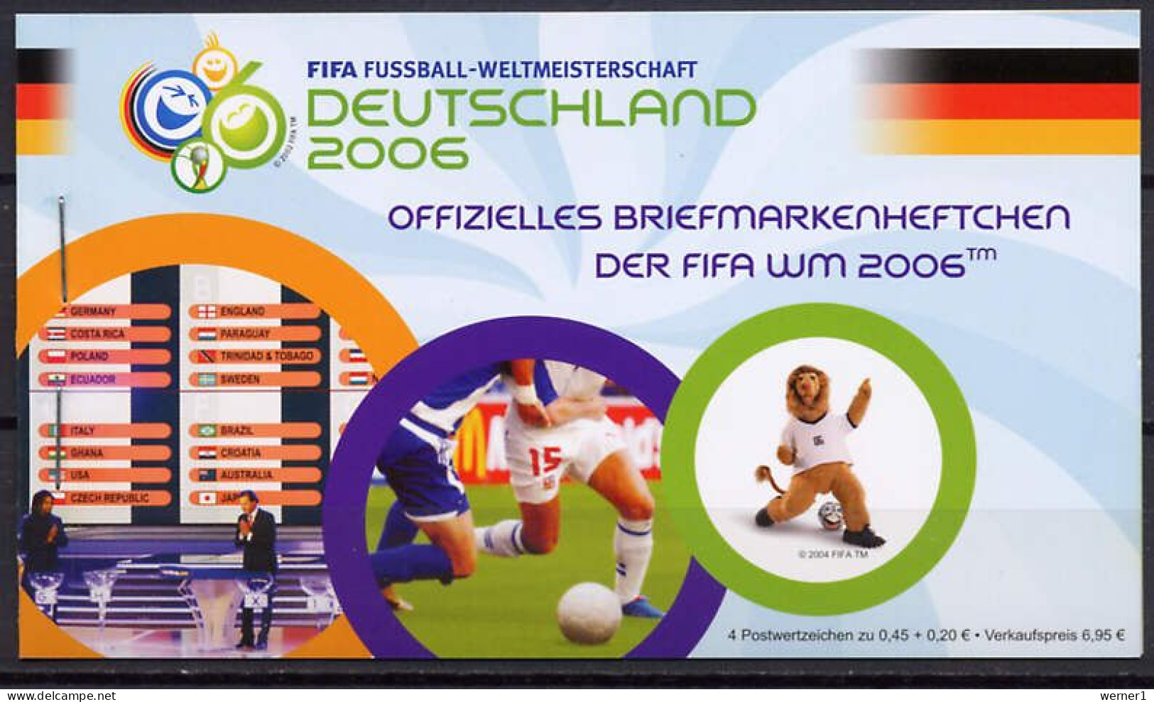 Germany 2005 Football Soccer World Cup Stamp Booklet With 4 Stamps + Vignette MNH - 2006 – Germany