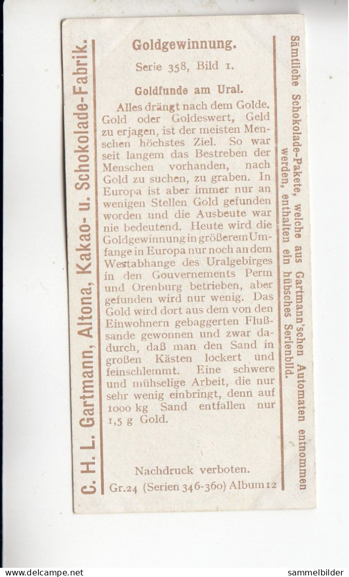 Gartmann Goldgewinnung  Goldfunde Am Ural    Serie 358 #1 Von 1912 - Autres & Non Classés