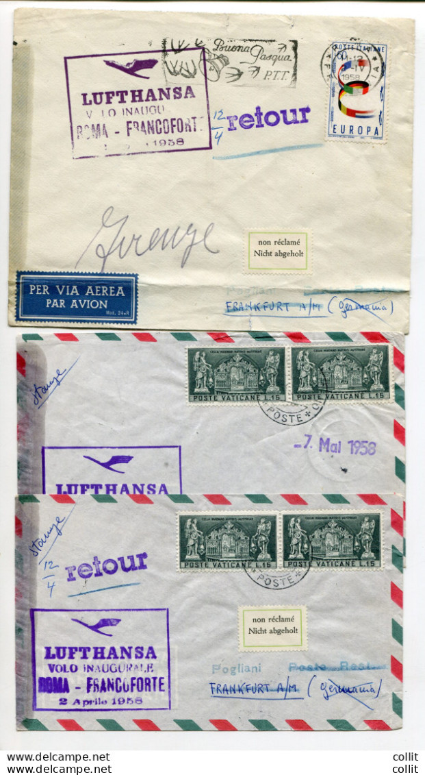 Lufthansa Roma/Francoforte Del 2.4.58  - Tre Aerogrammi Privati - Airmail