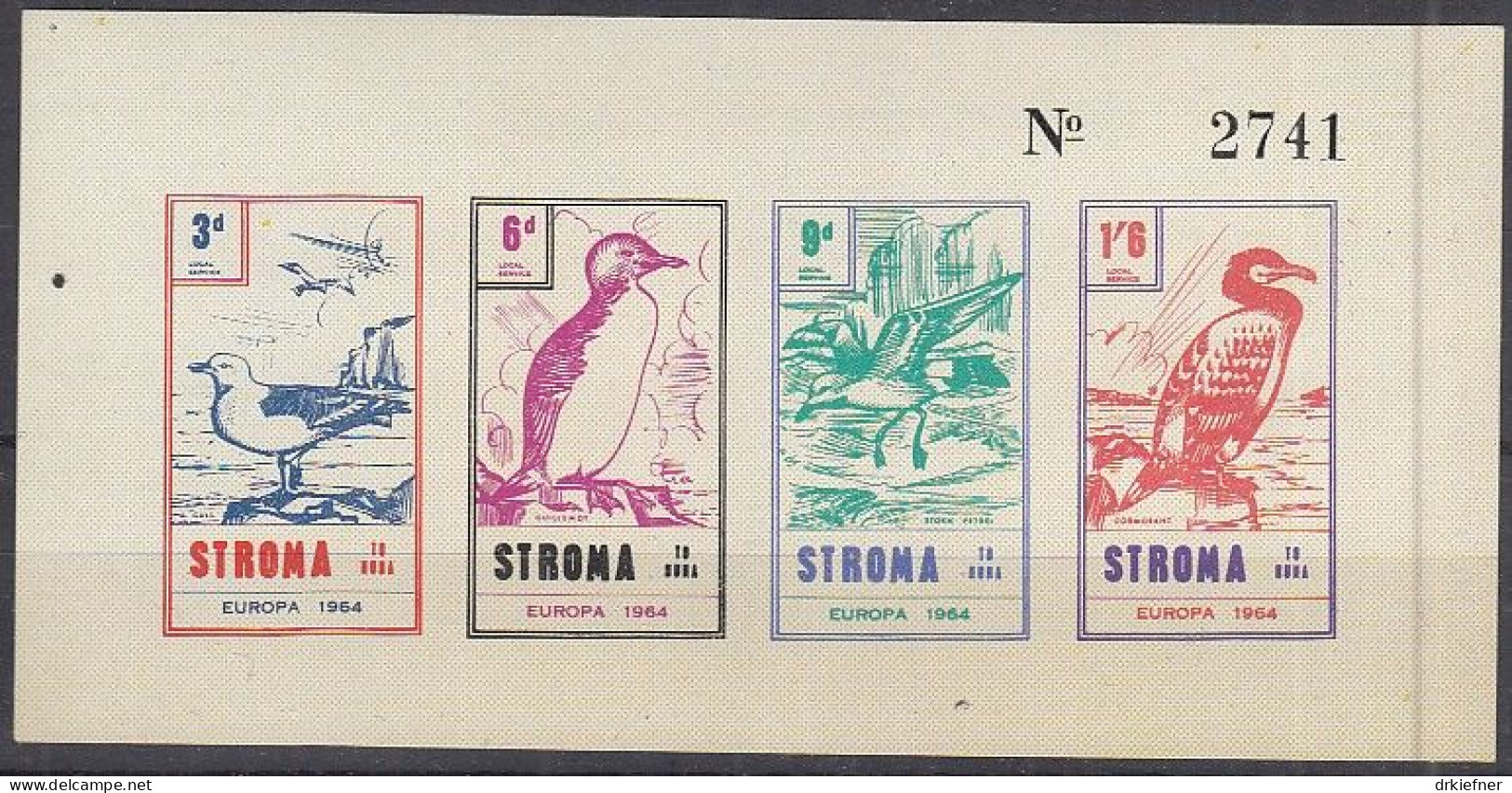 INSEL STROMA (Schottland), Nichtamtl. Briefmarken, Stroma To Huna, Block, Ungebraucht **,  Europa 1964, Vögel - Scozia