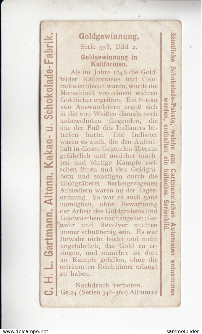 Gartmann Goldgewinnung  In Kalifornien     Serie 358 #2 Von 1912 - Sonstige & Ohne Zuordnung