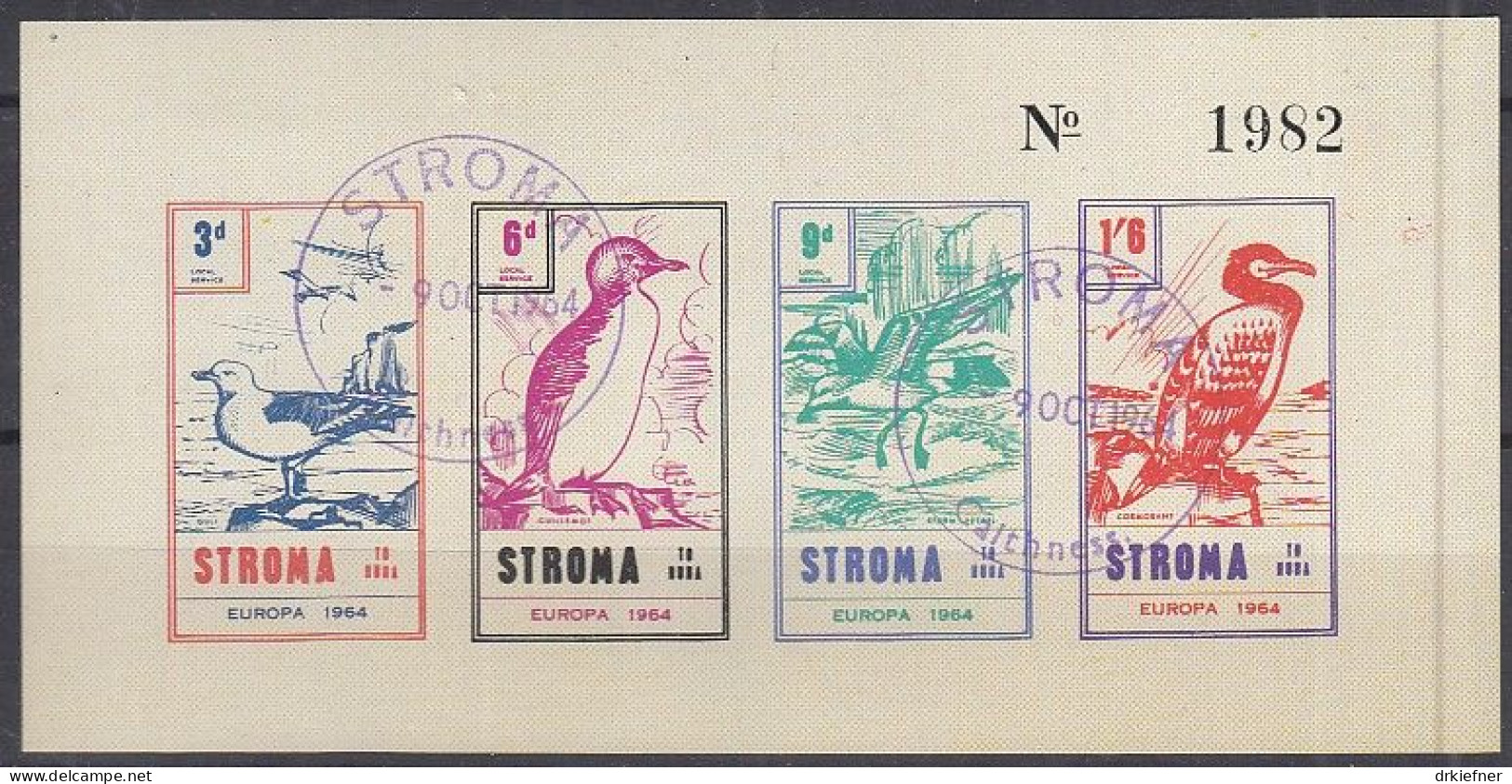 INSEL STROMA (Schottland), Nichtamtl. Briefmarken, Stroma To Huna, Block, Gestempelt,  Europa 1964, Vögel - Schottland