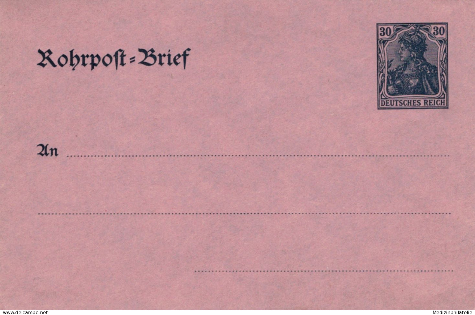Rohrpost-Brief 30 Pf. Germania Glattes Papier - Ungebraucht - Buste