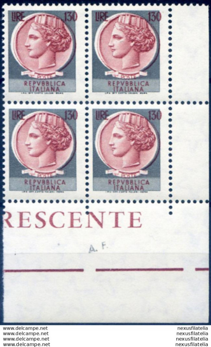 Siracusana 130 Lire 1968. Varietà. - Variétés Et Curiosités