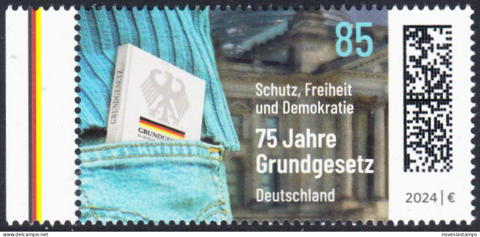 !a! GERMANY 2024 Mi. 3830 MNH SINGLE W/ Left Margin - Constitution - Ongebruikt