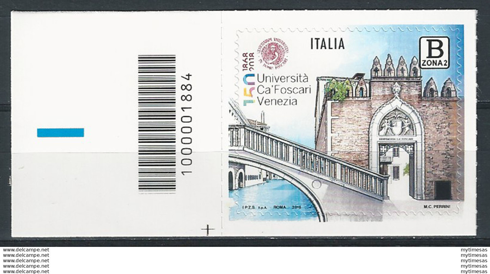 2018 Italia Ca'Foscari Tariffa B2 Codice A Barre Unificato 1884 - Andere & Zonder Classificatie