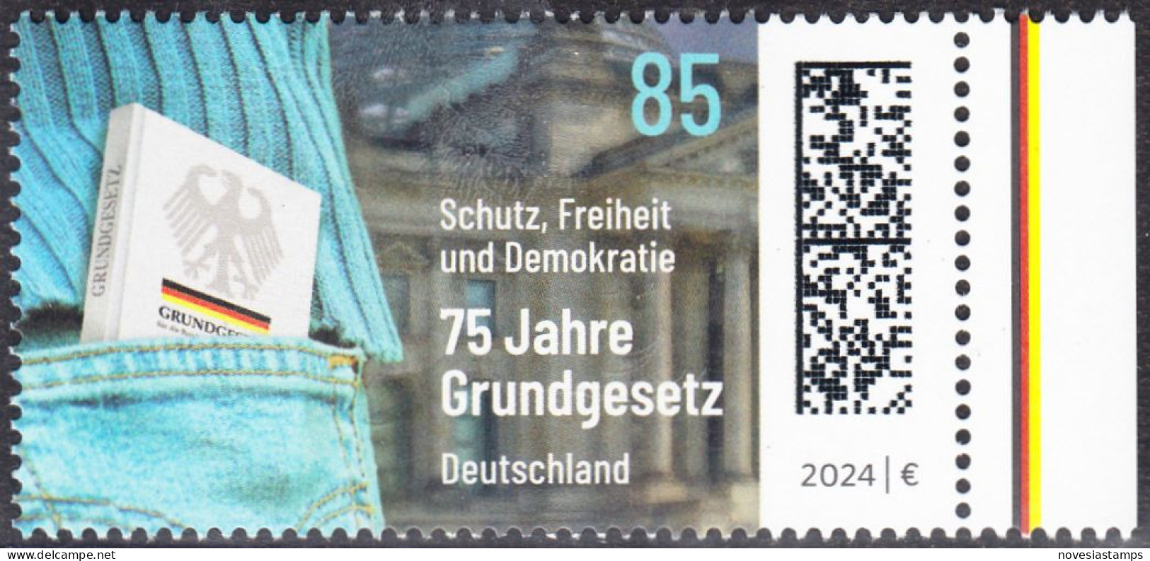 !a! GERMANY 2024 Mi. 3830 MNH SINGLE W/ Right Margin (a) - Constitution - Ongebruikt