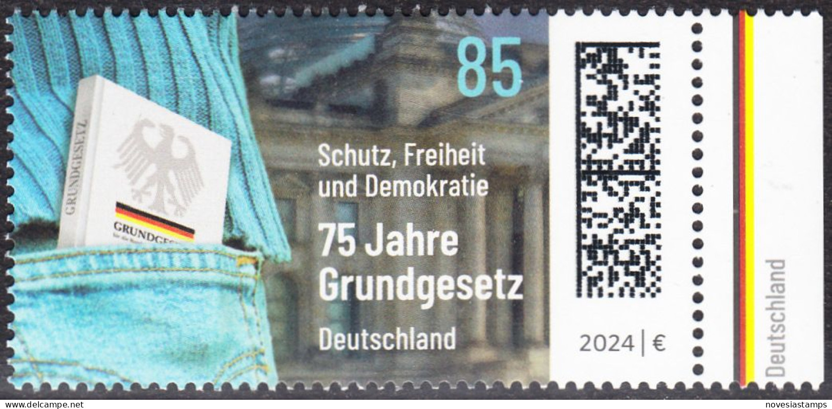 !a! GERMANY 2024 Mi. 3830 MNH SINGLE W/ Right Margin (b) - Constitution - Unused Stamps