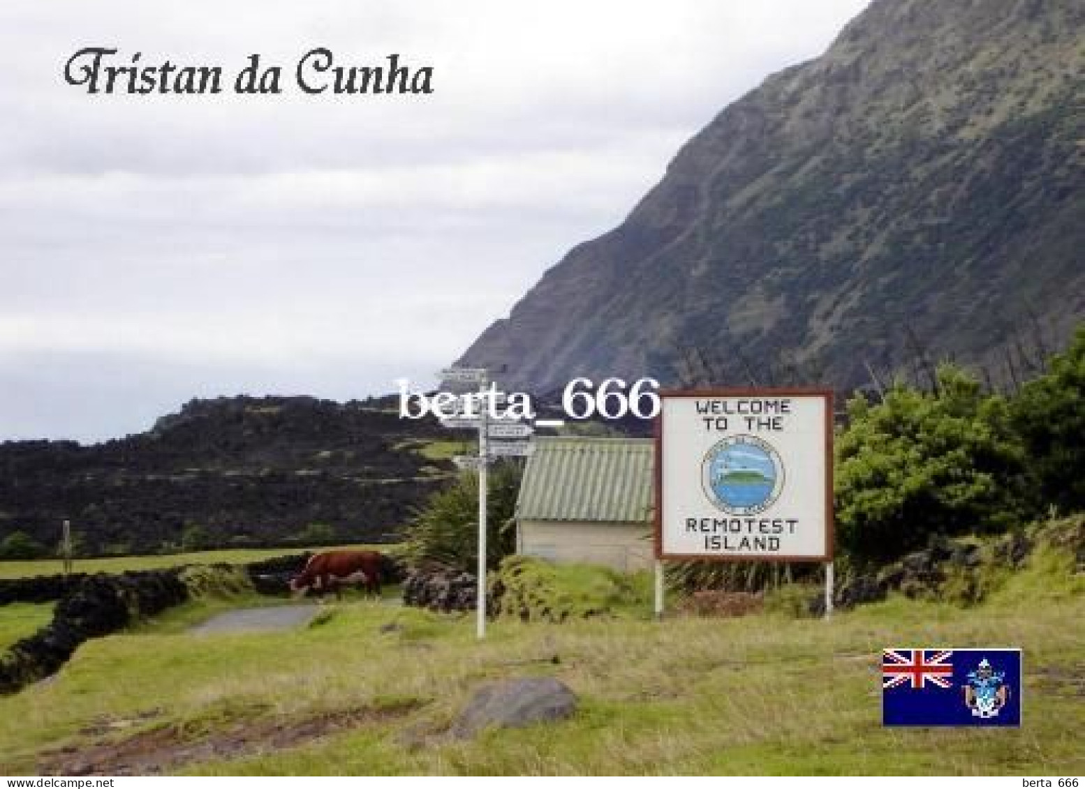 Tristan Da Cunha Island Welcome Sign New Postcard - Non Classés