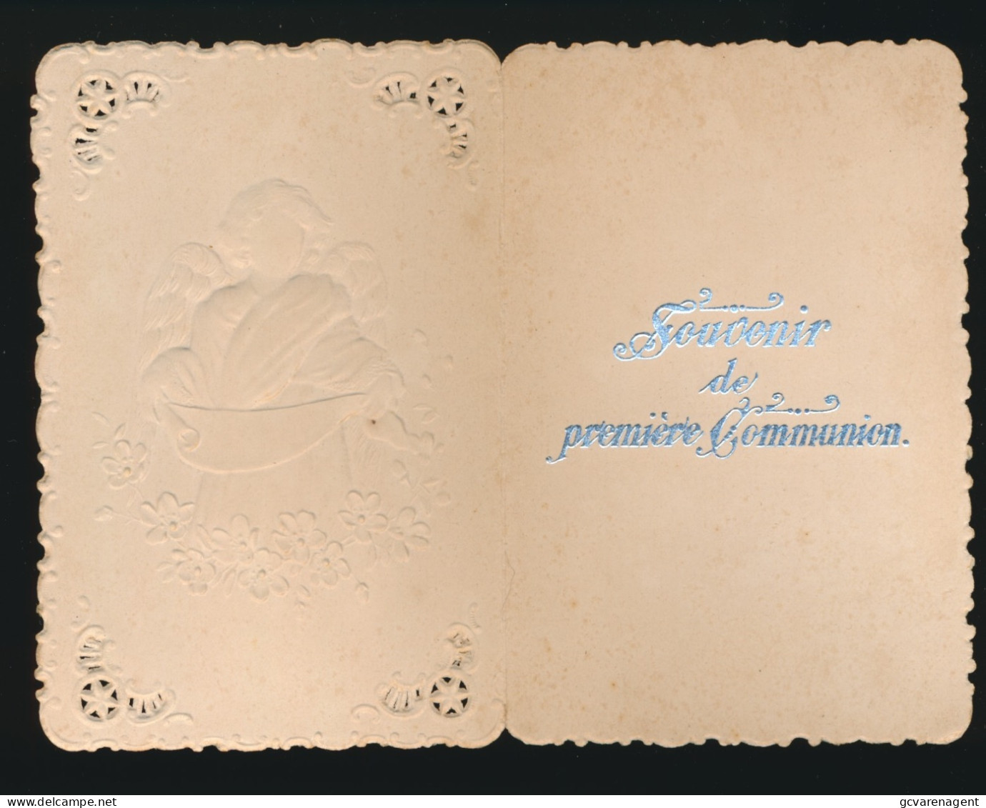 H.PRENTJE , IMAGE PIEUSE.  ==  SOUVENIR DE PREMIERE COMMUNION. GAUFREE.  9,5 X 7,5  CM - Devotieprenten