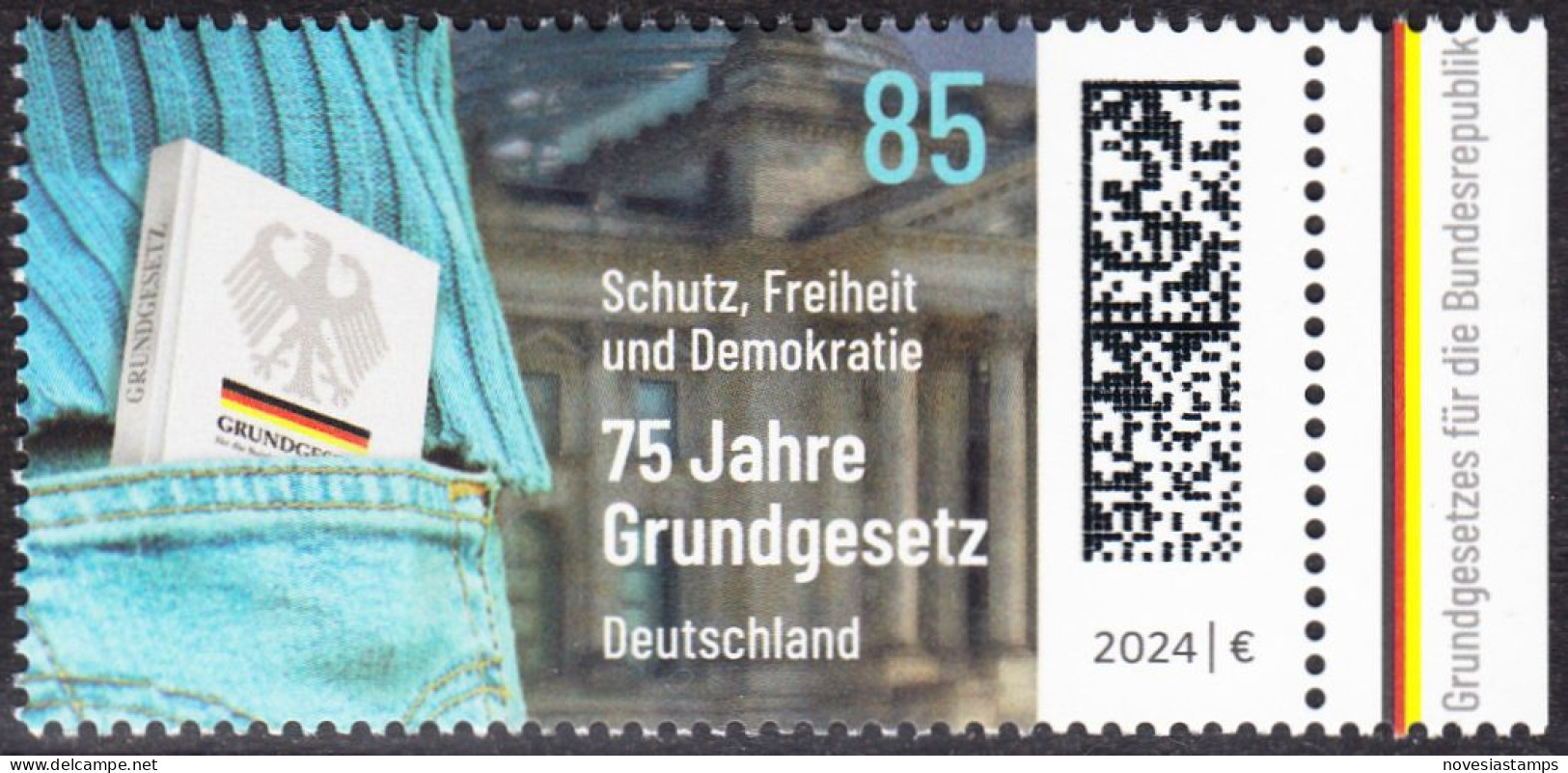 !a! GERMANY 2024 Mi. 3830 MNH SINGLE W/ Right Margin (c) - Constitution - Nuevos