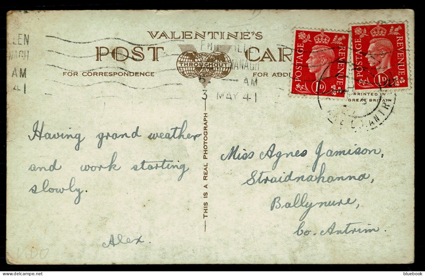 Ref 1645 - 1941 WWII Posrcard - Enniskillen From Cole Monument - County Fermanagh - Ireland - Other & Unclassified