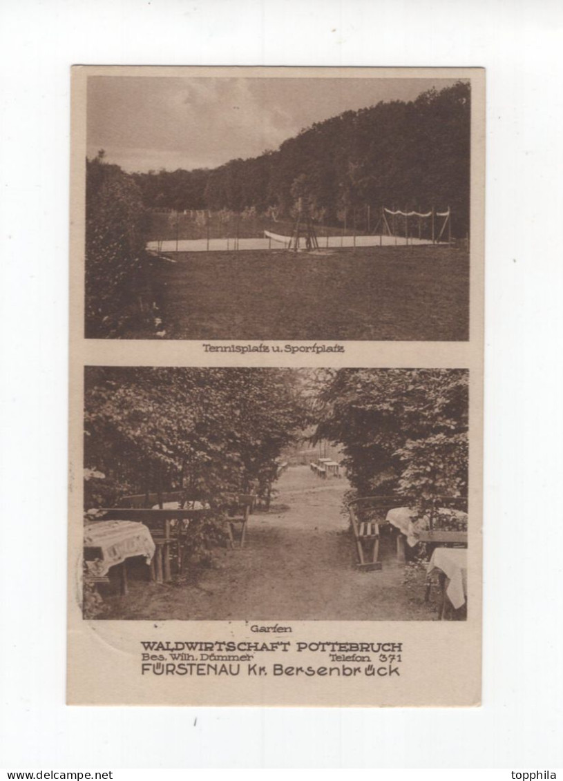 1932 Dt. Reich Photokarte Fürstenau  Waldwirtschaft Pottebruch Biergarten Und Tennisplatz - Osnabrück