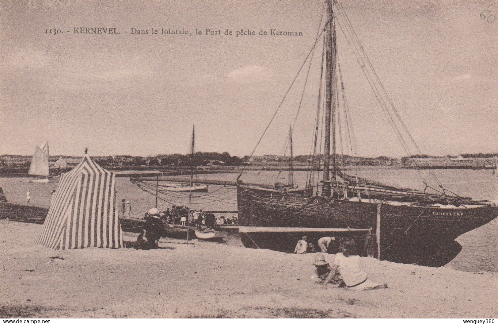 56  KERNEVEL   LARMOR  Dans Le Lointain ,le Port De Pêche De Keroman. TB PLAN. H.L.  Env. 1920      RARE - Larmor-Plage