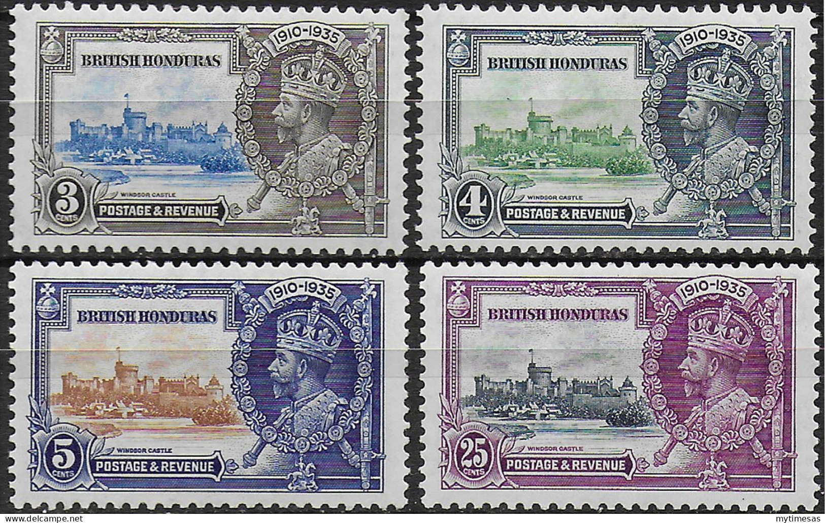 1935 British Honduras Silver Jubilee 4v. MNH SG. N. 143/46 - Autres & Non Classés