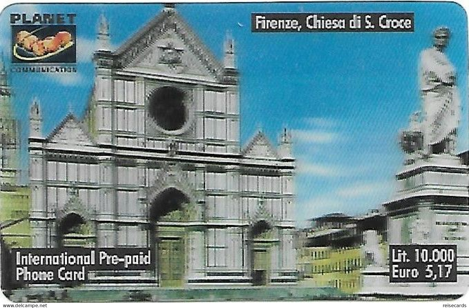 Italy: Prepaid Planet Communication - Firenze, Chiesa De S. Croce - Cartes GSM Prépayées & Recharges