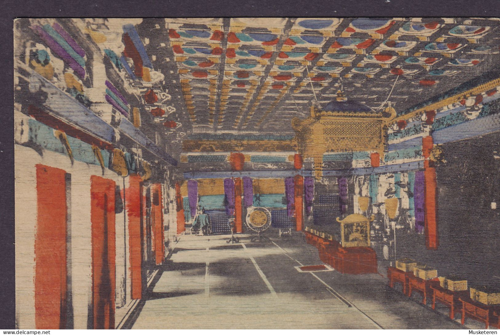 Japan UPU PPC Inner Part Of Iyemitsu Temple, Nikko Hand-coloured (2 Scans) - Andere & Zonder Classificatie