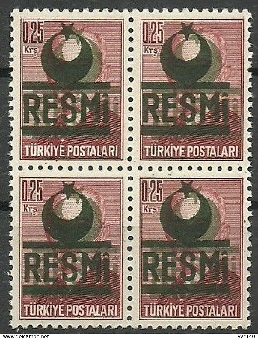 Turkey; 1954 Official Stamp 0.25 K. ERROR "Double Overprint" - Dienstzegels