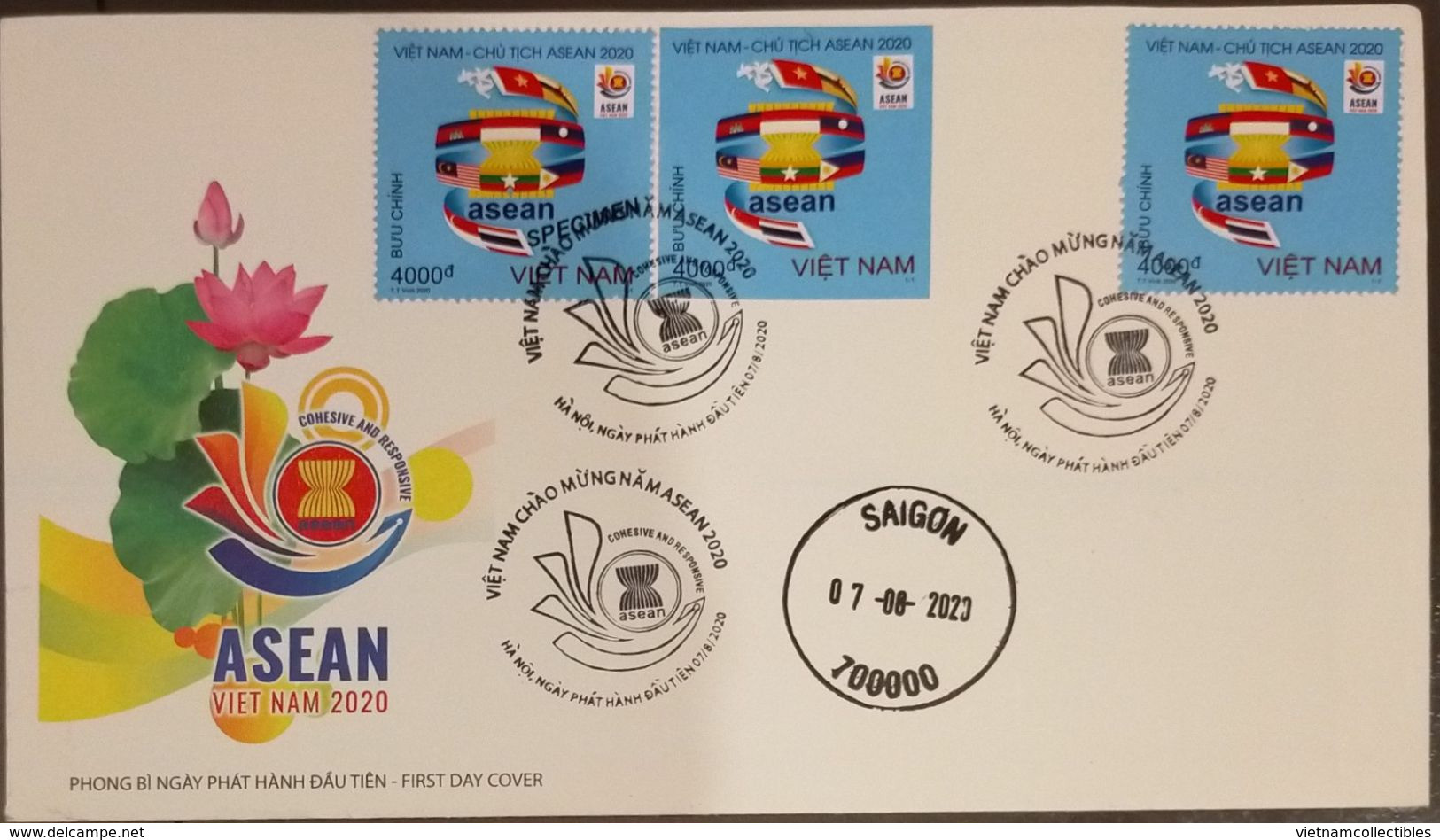 FDC Vietnam Cover With Perf, Imperf & Specimen Stamps 2020 : Viet Nam Is The Chair Of ASEAN For 2020 (Ms1126) - Vietnam