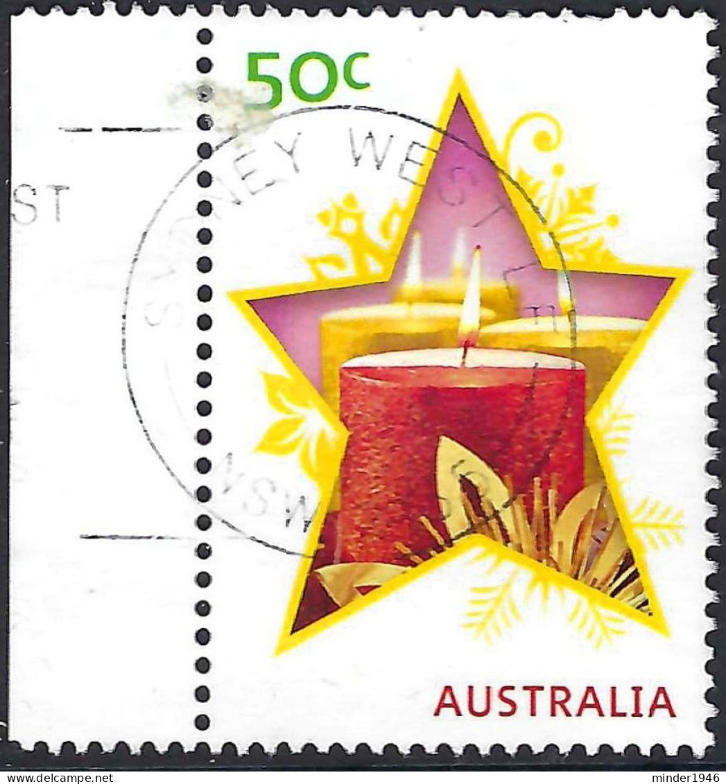 AUSTRALIA 2009 QEII 50c Multicoloured, Christmas-Christmas Star & Candles FU With Side Gutter - Usati