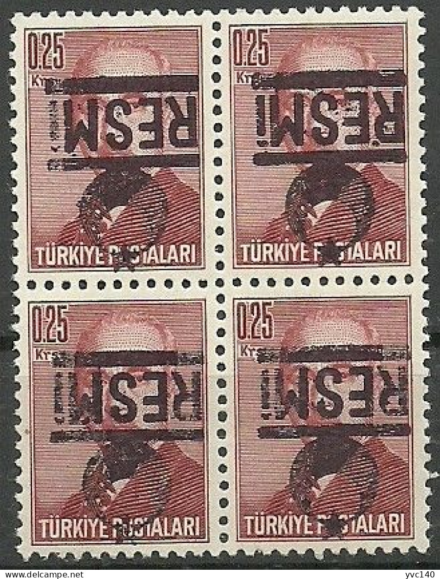 Turkey; 1954 Official Stamp 0.25 K. ERROR "Inverted Overprint" - Official Stamps