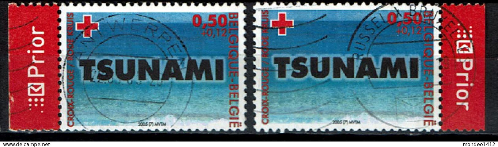 België OBP 3367 - Red Cross - Tsunami Charity   Prior L + R - Gebruikt