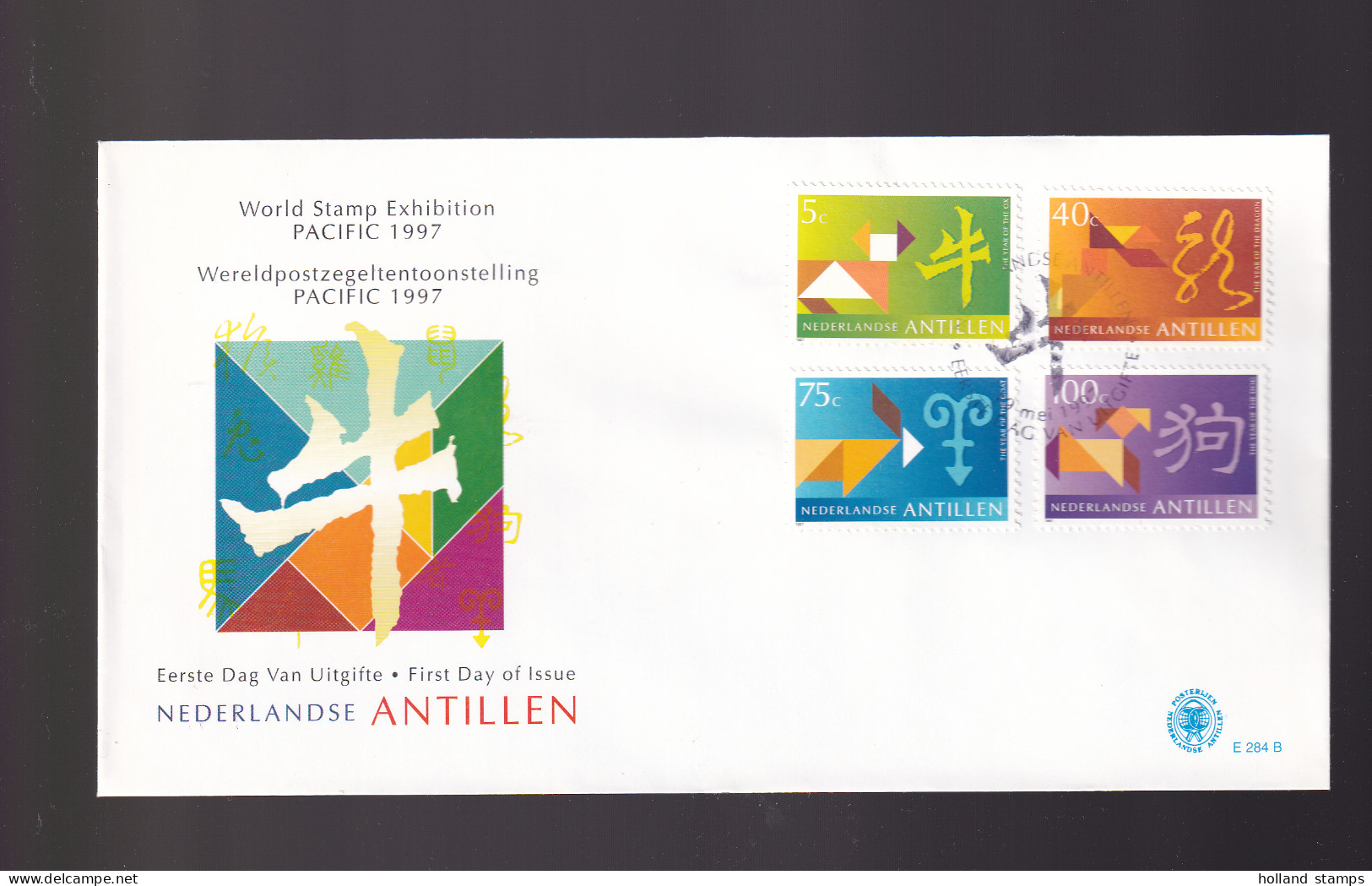 Nederlandse Antillen E284 A-c * FDC * ZODIAC * 十二生肖 * LUNAR ANIMAL DRAGON MONKEY TIGER GOAT HORSE DOG PIG OX RAT SNAKE - Niederländische Antillen, Curaçao, Aruba