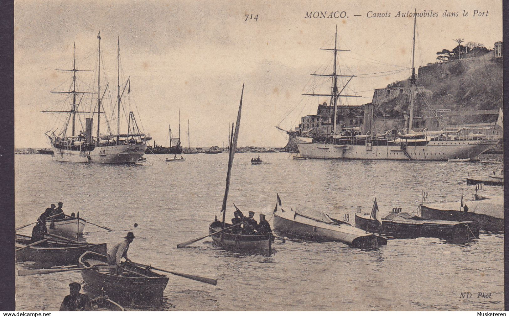 Monaco PPC Canots Automobiles Dans Le Port. Avril 1907 Courses De Canots Automobiles Vignette (2 Scans) - Cartas & Documentos