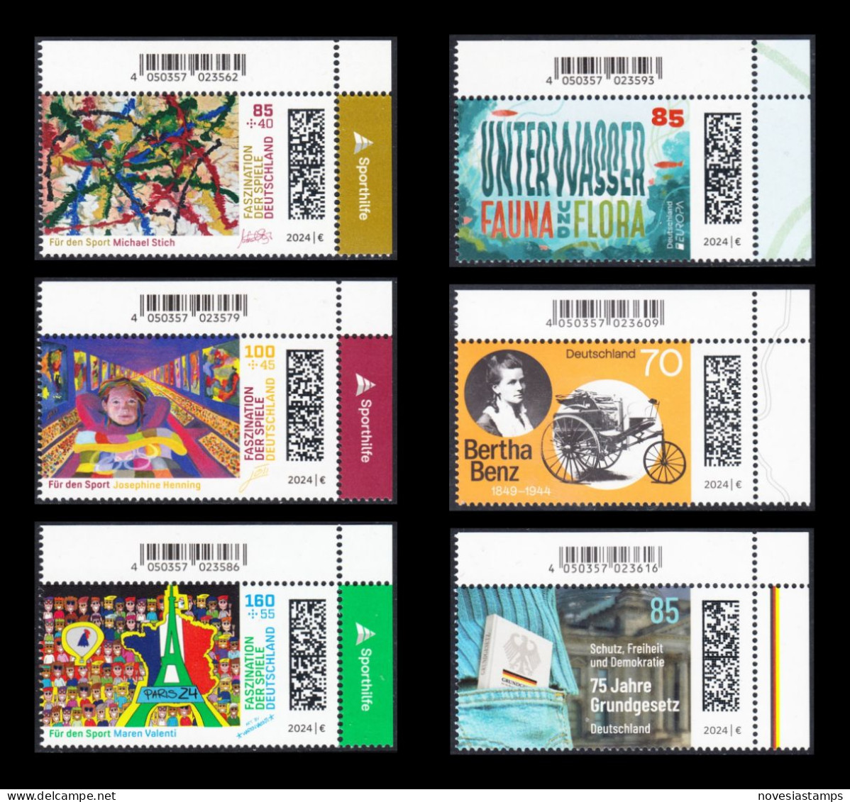 !a! GERMANY 2024 Mi. 3825-3830 MNH 6 SINGLES From Upper Right Corners (TOTAL MAY-ISSUE) - Neufs