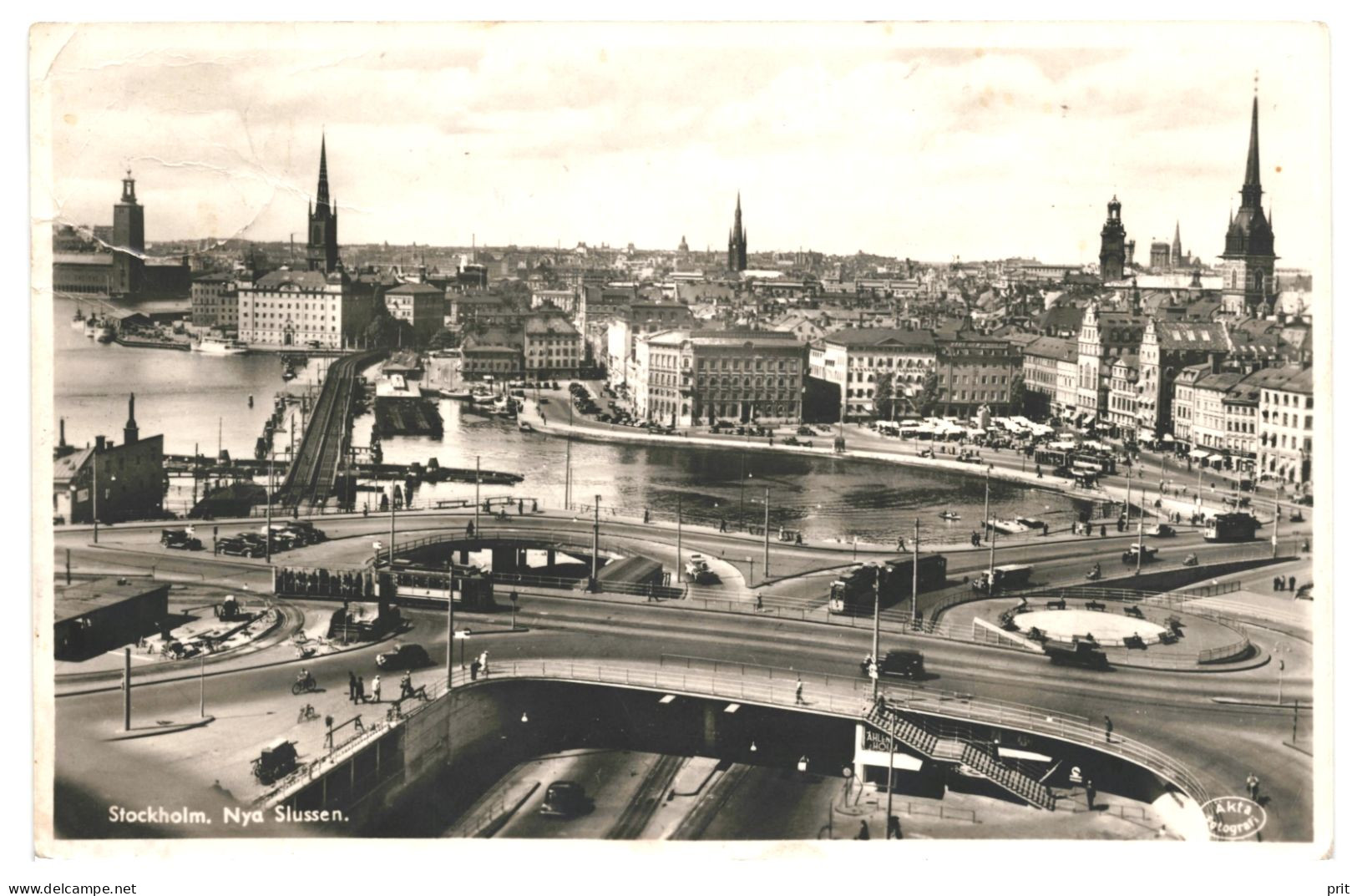 Stockholm Nya Slussen Sweden 1937 Used Photo Postcard. Publisher Äkta Fotografi - Suède