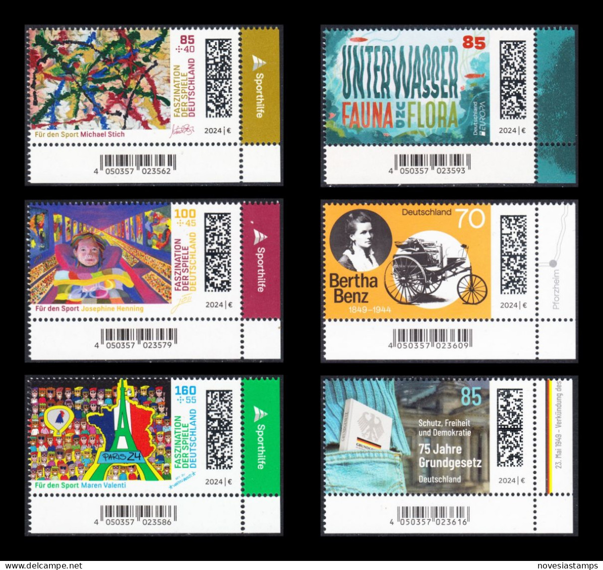 !a! GERMANY 2024 Mi. 3825-3830 MNH 6 SINGLES From Lower Right Corners (TOTAL MAY-ISSUE) - Nuevos