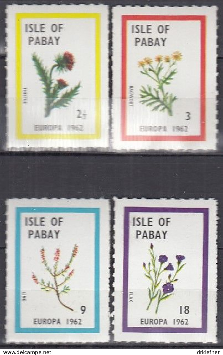 INSEL PABAY (Schottland), Nichtamtl. Briefmarken, 4 Marken, Ungebraucht **, Europa 1962, Pflanzen - Escocia