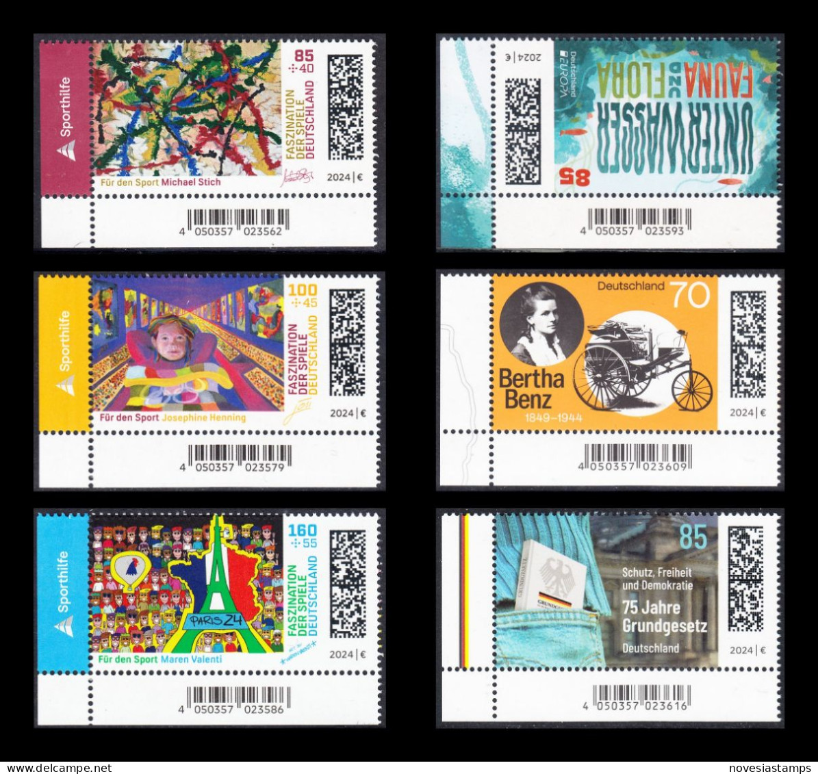 !a! GERMANY 2024 Mi. 3825-3830 MNH 6 SINGLES From Lower Left Corners (TOTAL MAY-ISSUE) - Nuevos