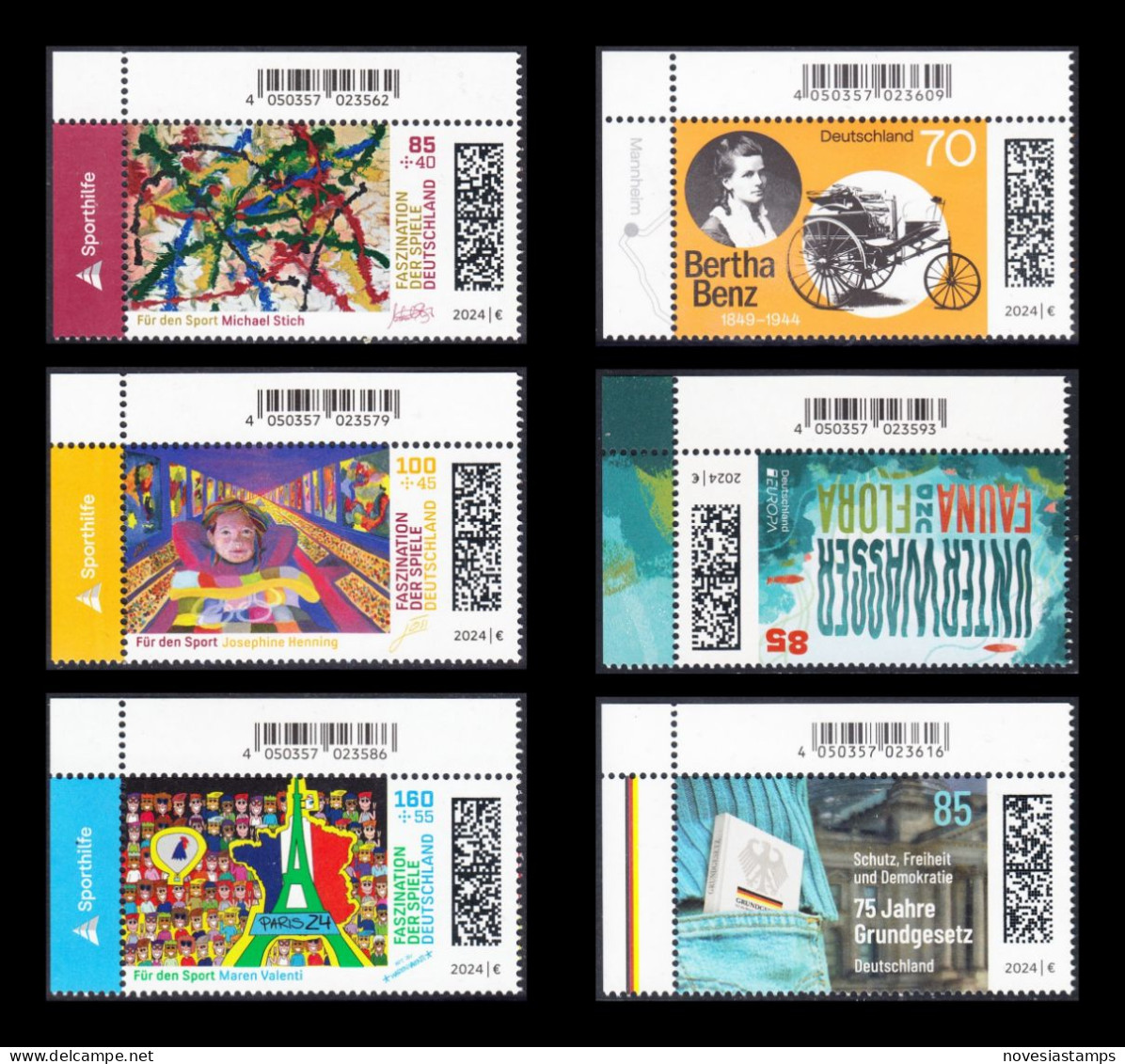 !a! GERMANY 2024 Mi. 3825-3830 MNH 6 SINGLES From Upper Left Corners (TOTAL MAY-ISSUE) - Ungebraucht