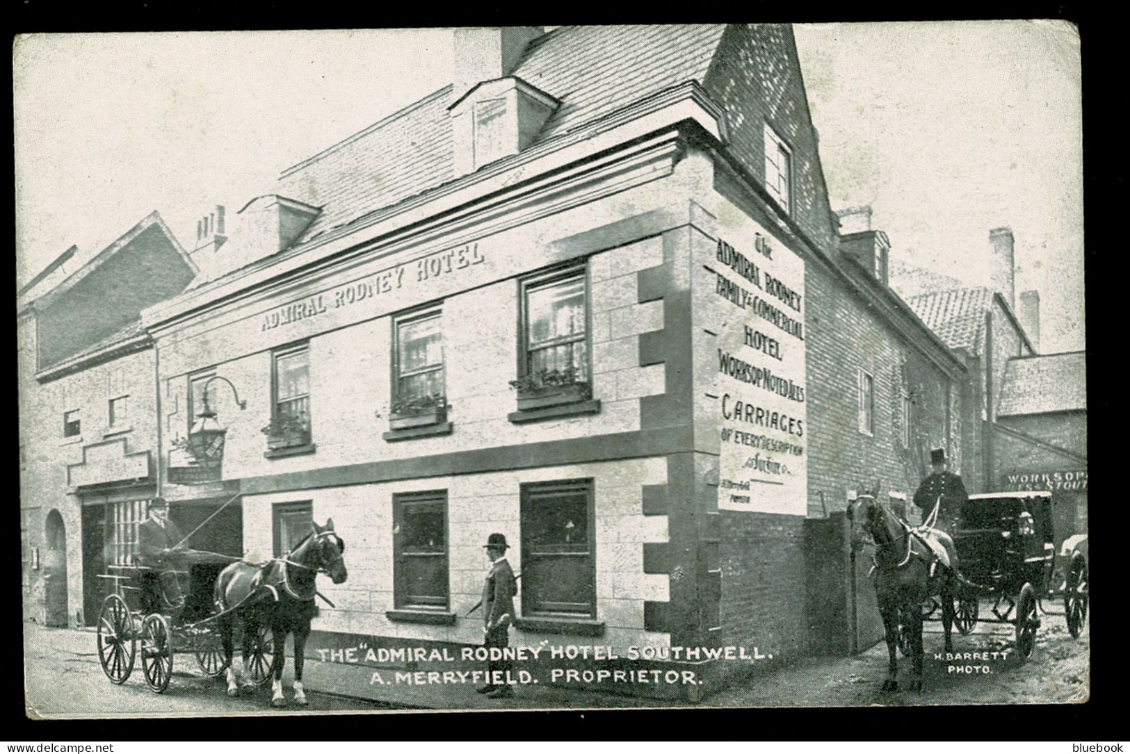 Ref 1645 - Early Postcard - Carts & The Admiral Rodney Hotel Southwell Nottinghamshire - Other & Unclassified