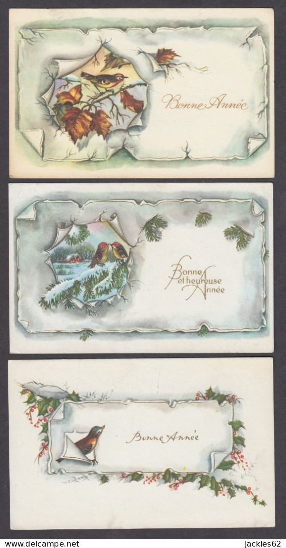 117836/ Oiseaux, Lot De 3 Cartes - New Year