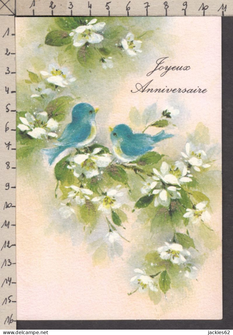 096224GF/ Oiseaux, Mini-lettre (4 Plis), Belle Illustration, Ed Hallmark - Anniversaire