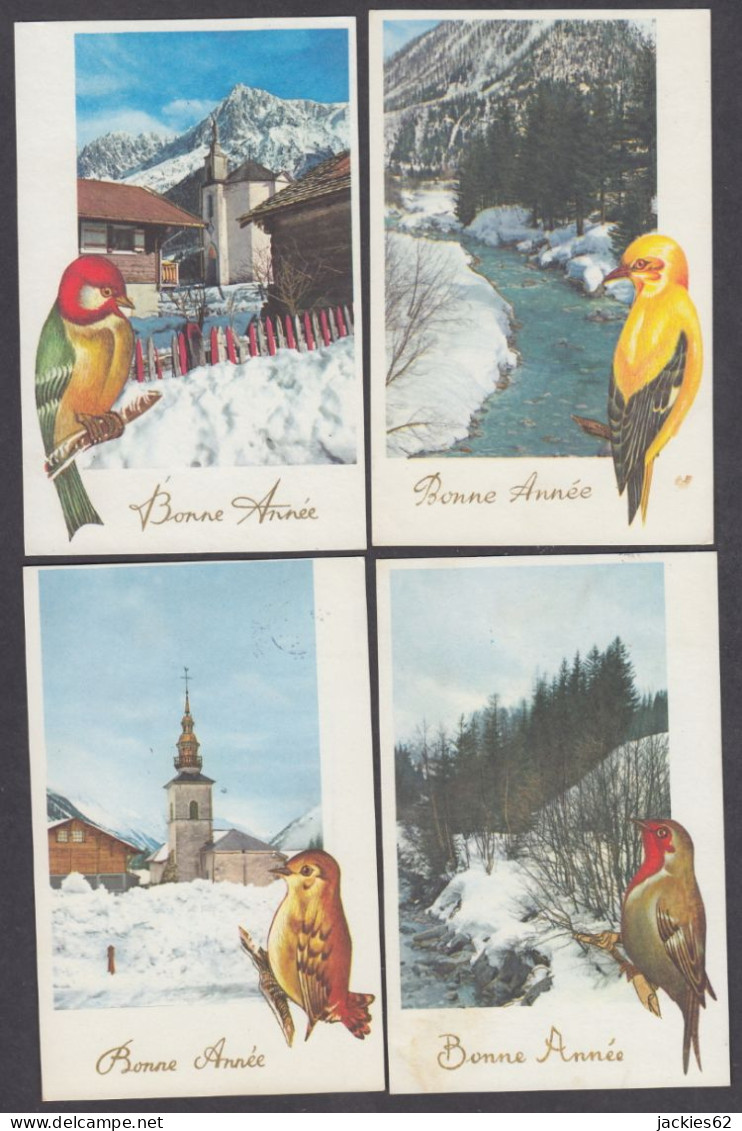 117835/ Paysages Avec Oiseaux, Lot De 4 Cartes - Nieuwjaar