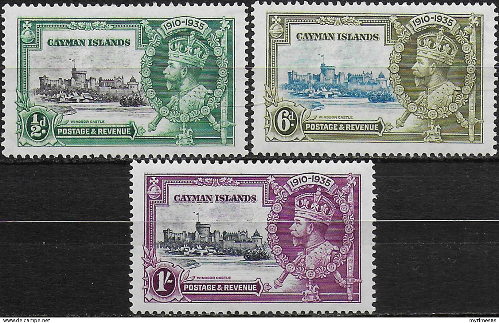1935 Cayman Silver Jubilee 3v. Varietys MNH SG. N. 108h+110h/11h - Altri & Non Classificati