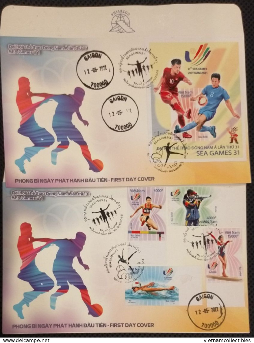 FDC Vietnam Viet Nam With Imperf Stamps & SS 2022 : 31st Southeast Asian Games / Football / Swimming / Shooting (Ms1158) - Vietnam