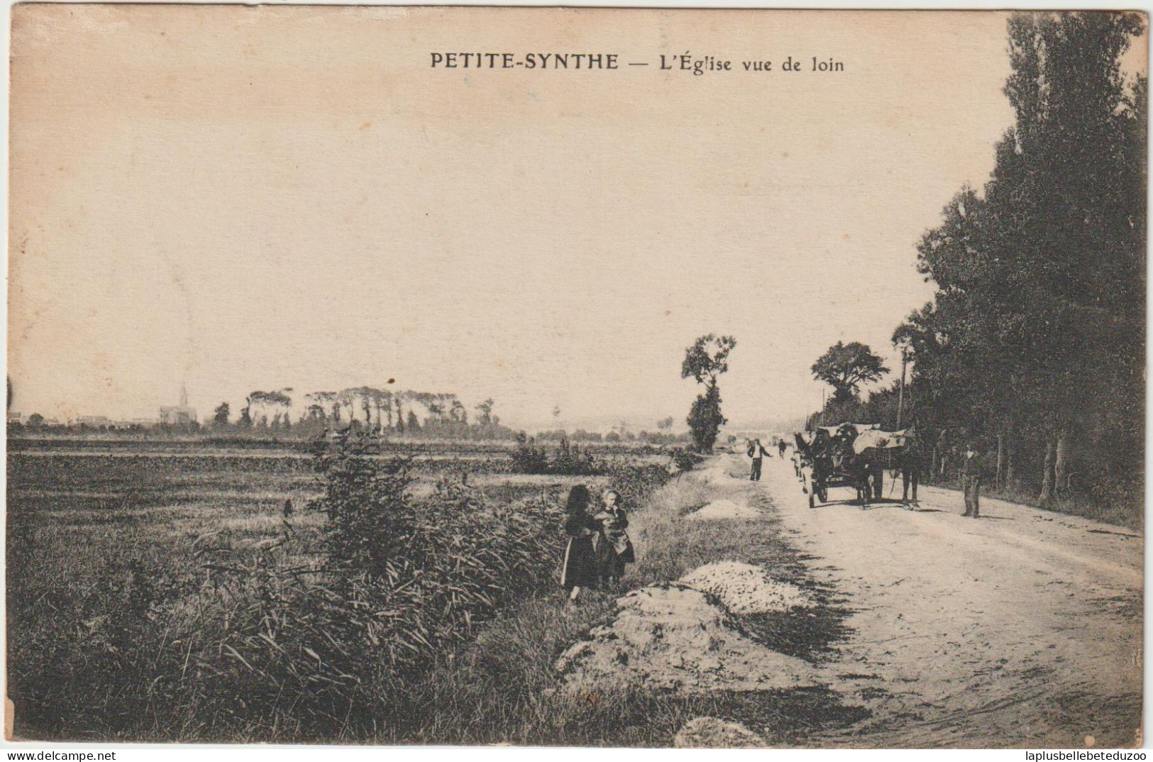 CPA - 59 - PETITE SYNTHE - L' Eglise Vue De Loin  - Animation -  1918 - Other & Unclassified