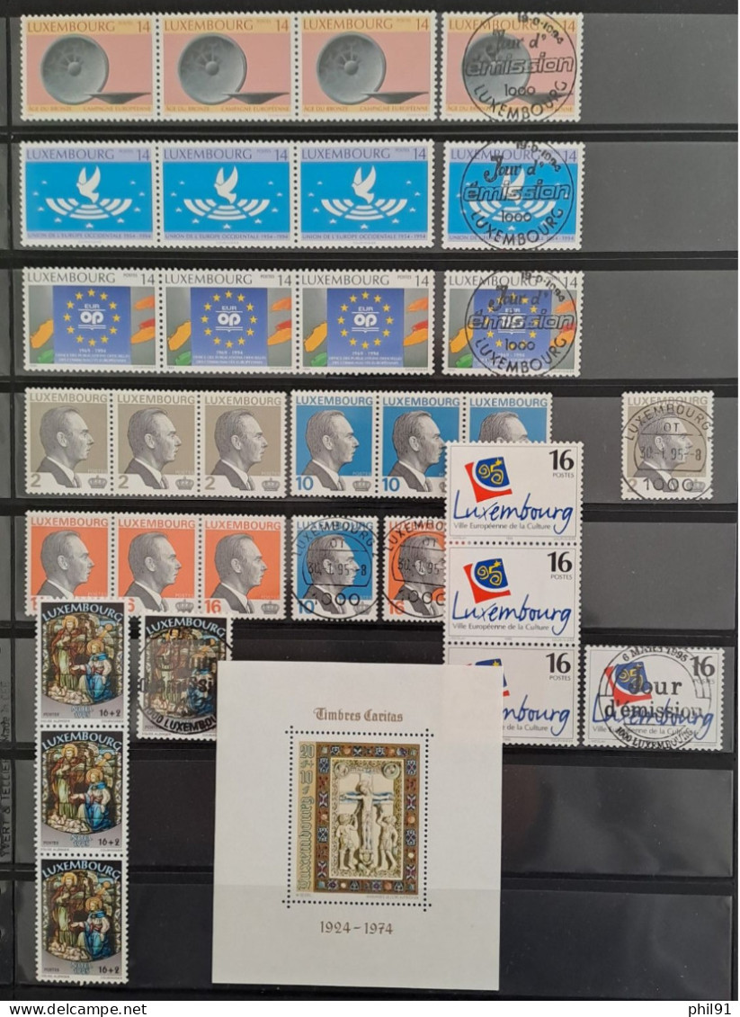 LUXEMBOURG    Petite collection de timbres neufs et ace oblitarations 1er jour  entre les années 1959 et 1995