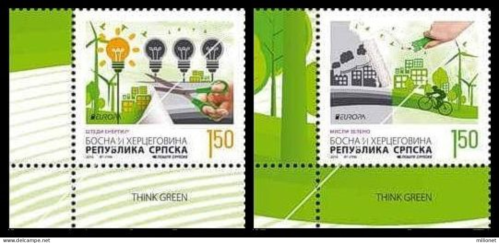 SALE!!! BOSNIA HERZEGOVINA SERBIA SERB POST PALE BOSNIE BOSNIEN 2016 EUROPA CEPT THINK GREEN 2 Stamps Set MNH ** - 2016