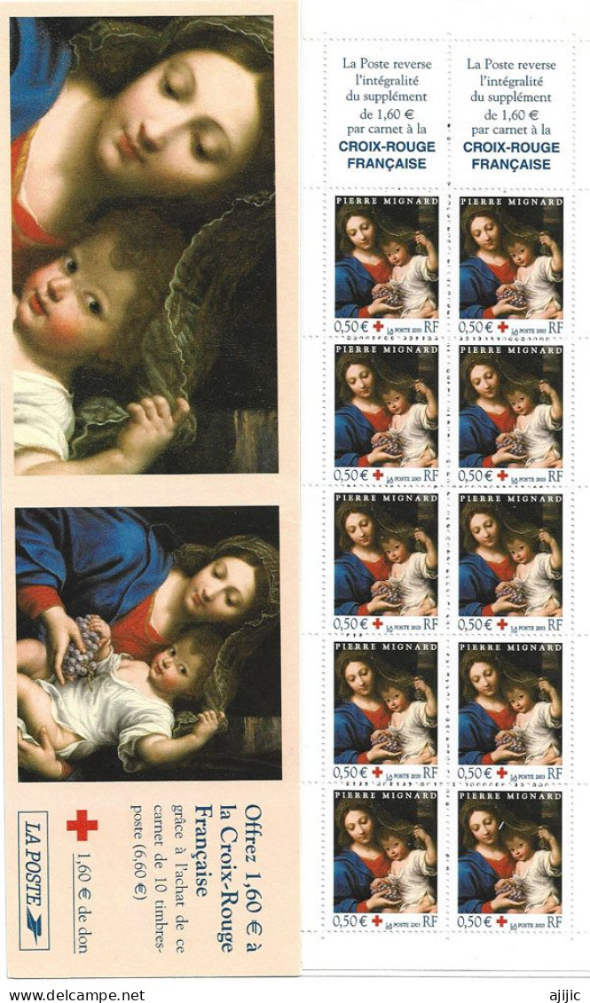 PIERRE MIGNARD (La Vierge à La Grappe) Carnet Neuf ** Année 2003, En-dessous Val.faciale - Red Cross