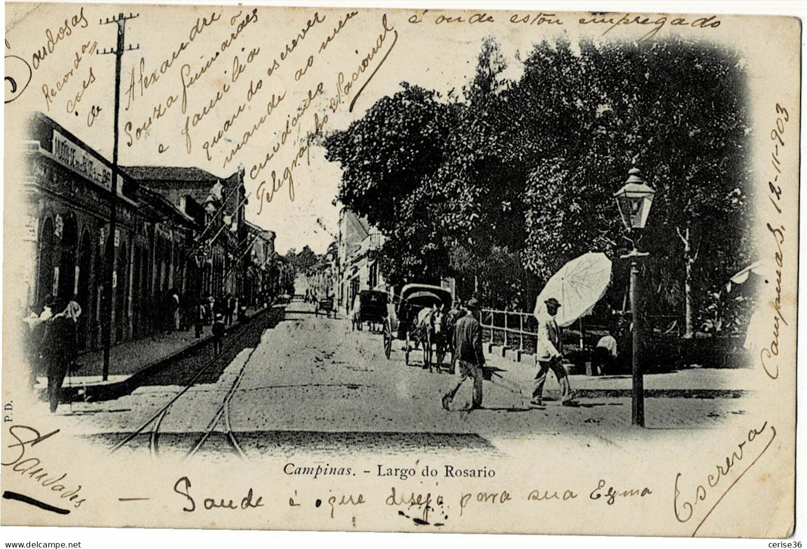 Campinas Largo Do Rosario Circulée En 1903 - São Paulo