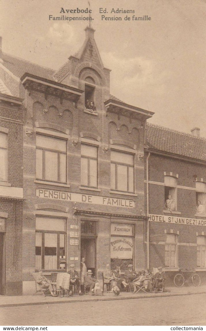 2 Oude Postkaarten Averbode Familiepensioen Ed. Adriaens  Sichem Zichem  Kerk & Klooster  1929 - Scherpenheuvel-Zichem