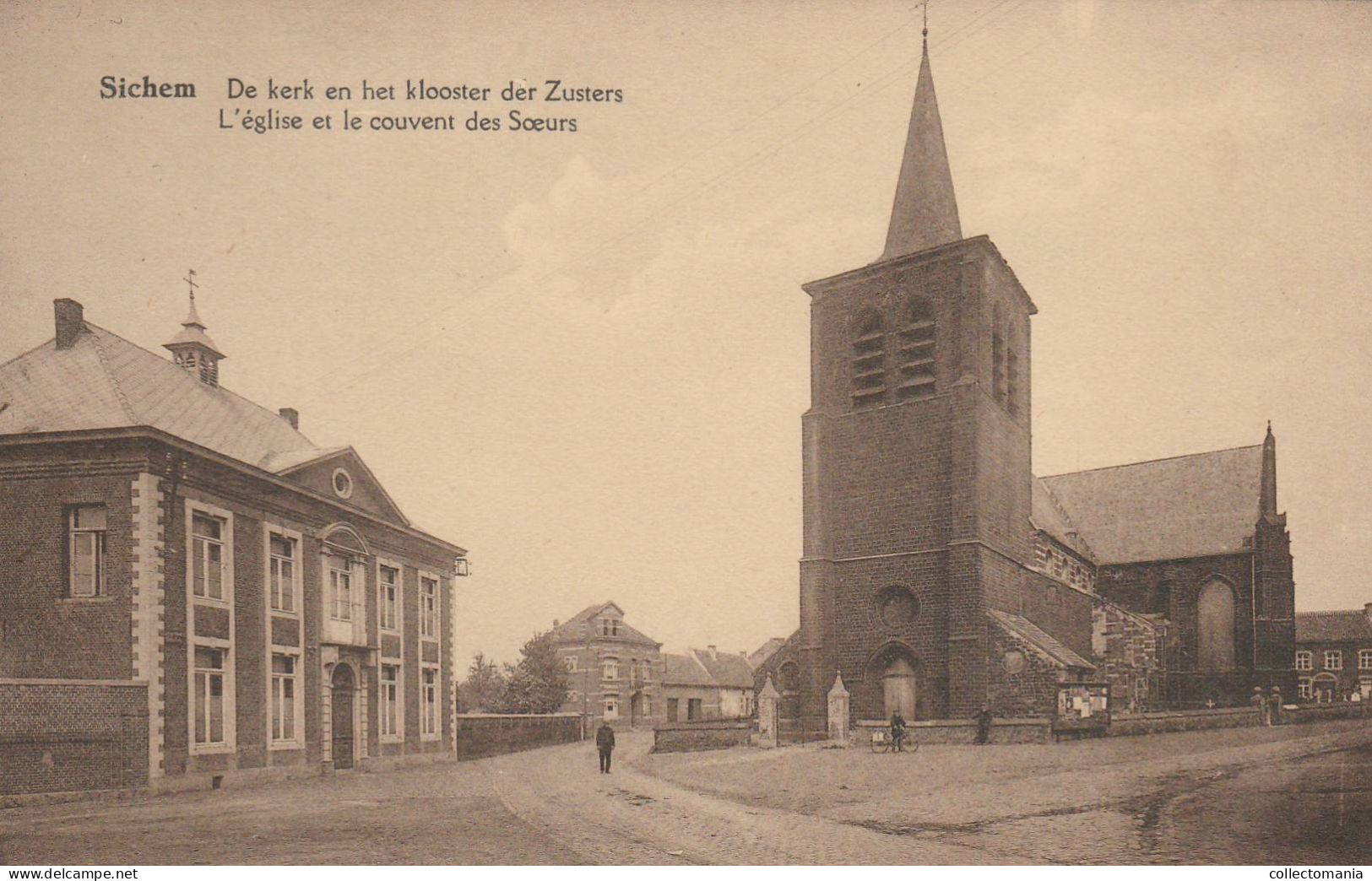 2 Oude Postkaarten Averbode Familiepensioen Ed. Adriaens  Sichem Zichem  Kerk & Klooster  1929 - Scherpenheuvel-Zichem